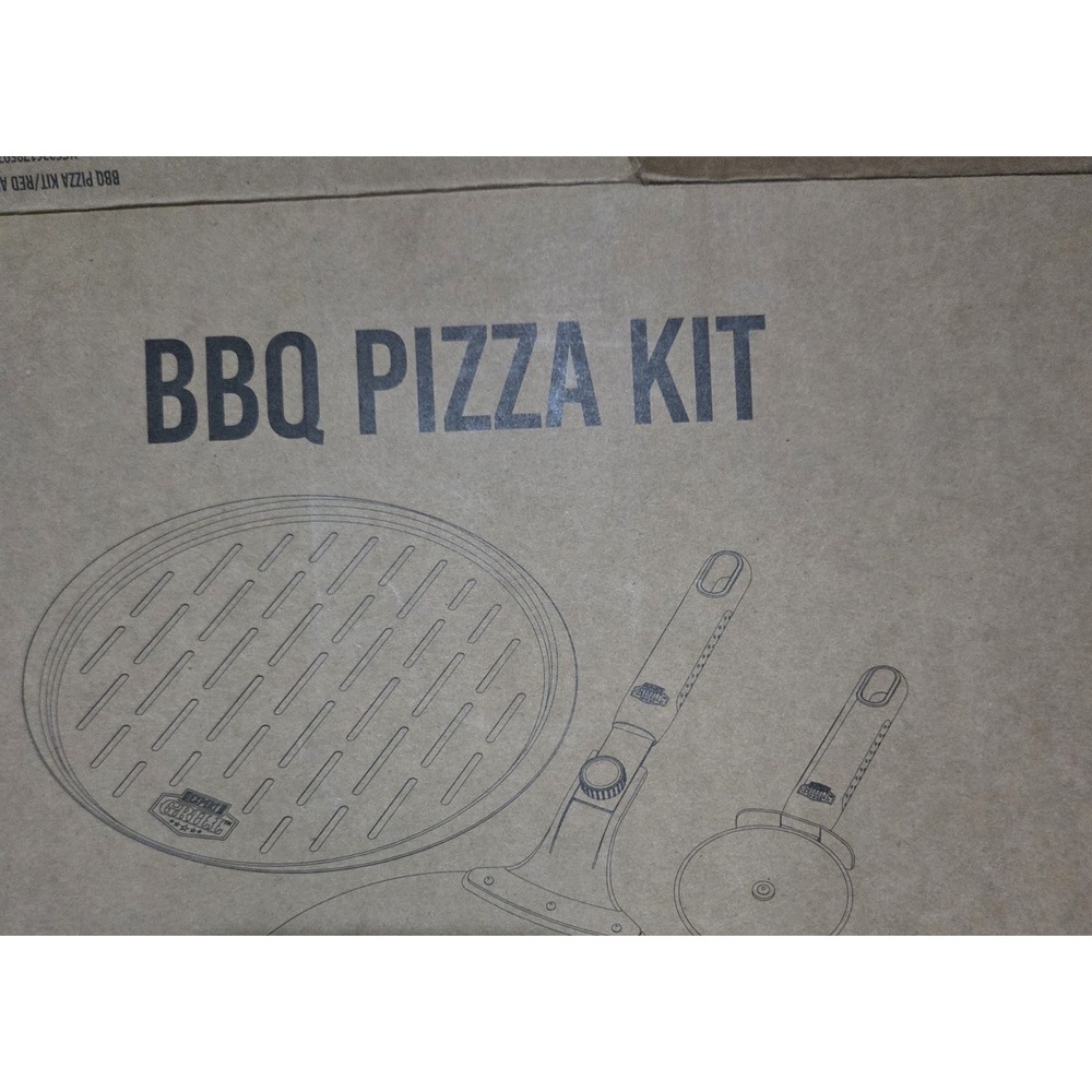 Expert Grill BBQ Pizza Kit 3 Piece Set Silver Red Black Non-Stick‎ Pan Cutter